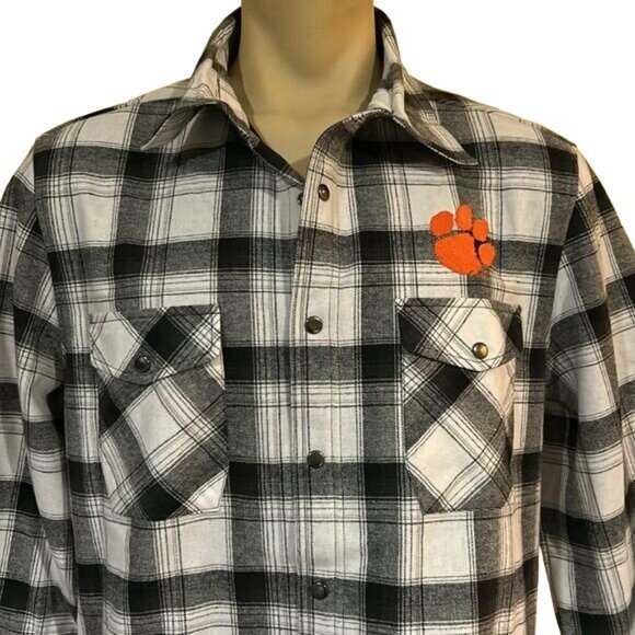 Colosseum Men’s Clemson tigers Long Sleeve Flannel Shirt Large New - Picture 2 of 9